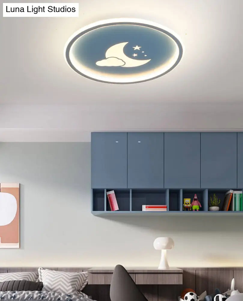 Moon And Star Flush Mount Ceiling Light For Modern Bedrooms