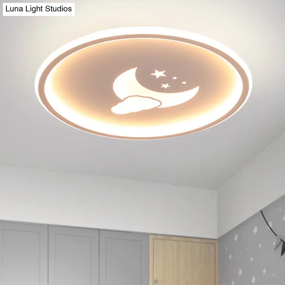 Moon And Star Flush Mount Ceiling Light For Modern Bedrooms