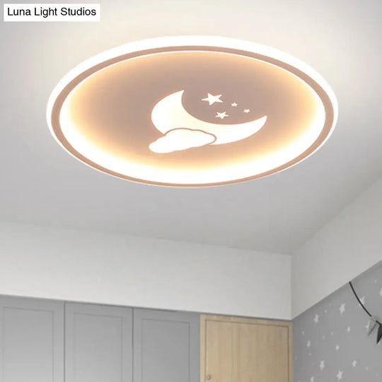 Moon And Star Flush Mount Ceiling Light For Modern Bedrooms