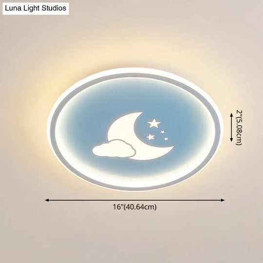 Moon And Star Flush Mount Ceiling Light For Modern Bedrooms