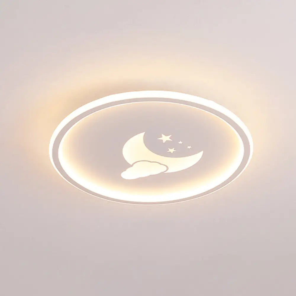 Moon And Star Flush Mount Ceiling Light For Modern Bedrooms White / 19.5 Natural