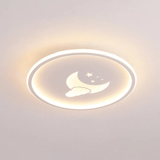 Moon And Star Flush Mount Ceiling Light For Modern Bedrooms White / 19.5 Natural