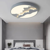 Mountain View Flush Mount Light: Modern Gray/White Metal 16’/19.5’ Led Ceiling Fixture With