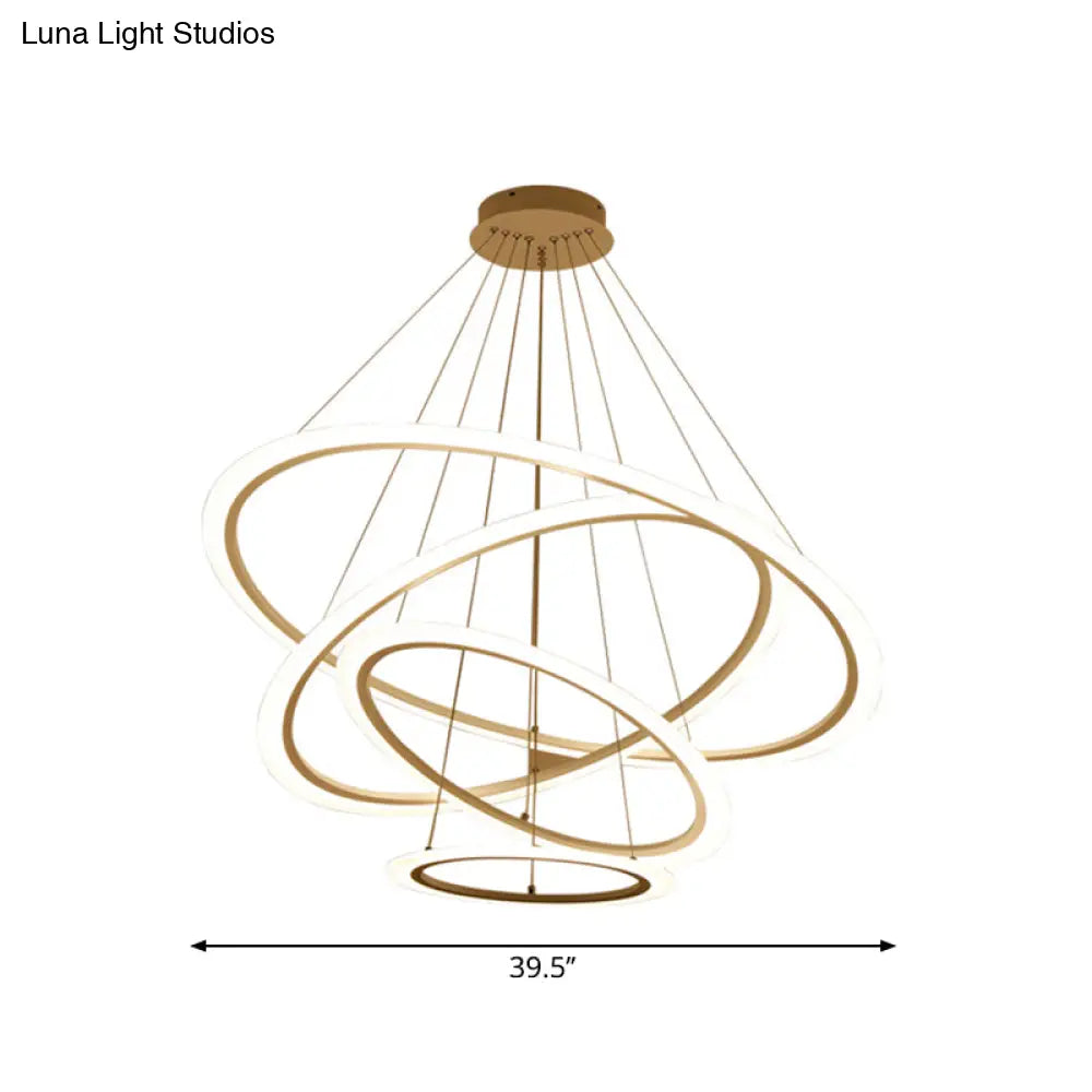 Multi Tier 2-3-4 Pendant Chandelier Acrylic White Led Ceiling Hang Light For Dining Room Lighting