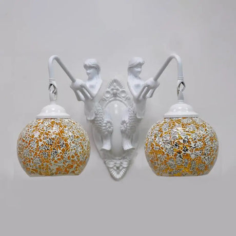 Multicolored Vanity Lamp With 2 Lights And Mediterranean Style For Bathroom Orange