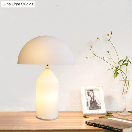 Mushroom Bedside Table Lamp - Led White Glass Minimalist Nightstand Light