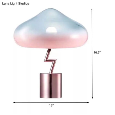 Mushroom Desk Light - Modernist Pink And Blue Glass Bedroom Night Table Lamp