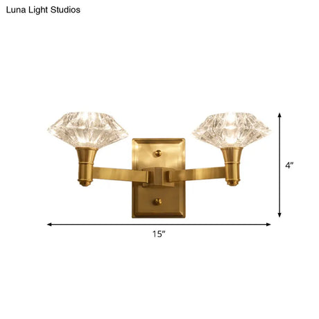 Mussel Brass Wall Mounted Crystal Doorway Lamp With Clean-Lined Arm