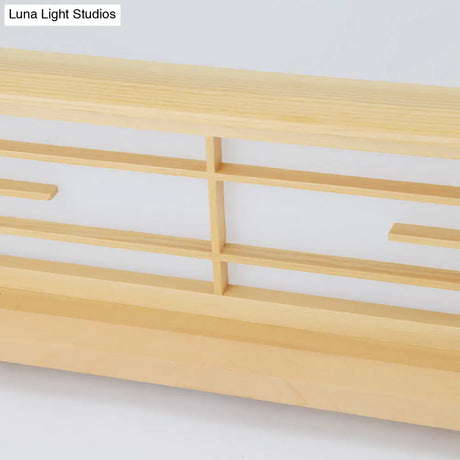 Natural Wood Led Ceiling Light Fixture - Simple Box Flush Lighting For Bedroom (14’/18’/21.5’