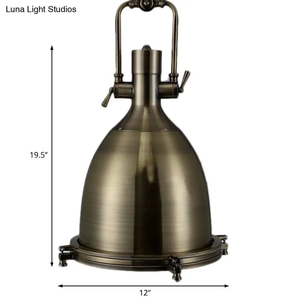 Nautical Brass Bell Pendant Light With Glass Diffuser - Stylish 1 Head Dining Room Ceiling
