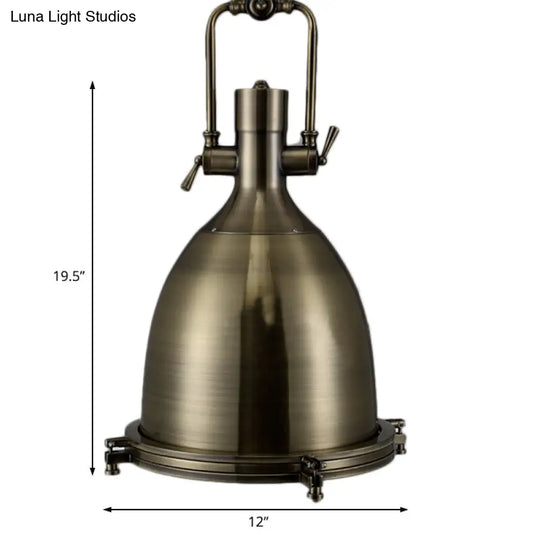 Nautical Brass Bell Pendant Light With Glass Diffuser - Stylish 1 Head Dining Room Ceiling