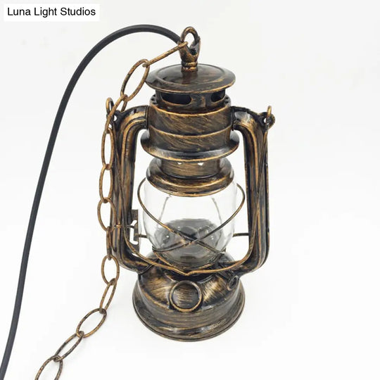 Nautical Oil Lamp Pendant Light - Clear Glass Ceiling Hang For Dining Room With 1-Light