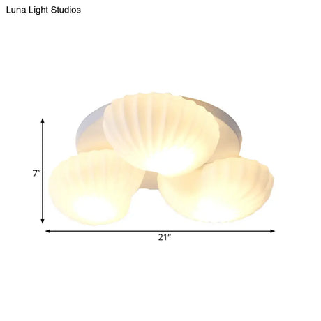 Nautical Glass Scallop Shell Flush Light - 3/5 - Light Mount Ceiling Lighting For Living Room