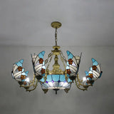 Nautical Lodge Chandelier With Blue Butterfly Glass - 7/9 Lights For Living Room 9 /