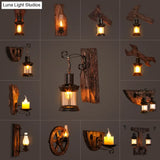 Nautical Wooden Wall Lamp - Geometric Lighting Fixture For Living Room