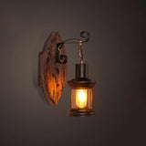 Nautical Wooden Wall Lamp - Geometric Lighting Fixture For Living Room Distressed Wood / Bamboo