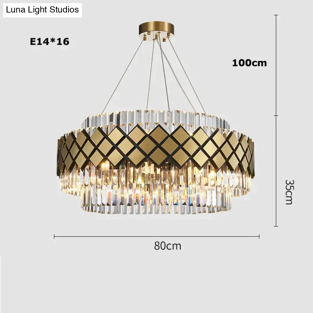 Neva 2 - Designer Alloy And Crystal Led Chandelier For Dinning Room Living Room Dia80Cm