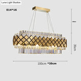 Neva 2 - Designer Alloy And Crystal Led Chandelier For Dinning Room Living Room Oval 100Cm