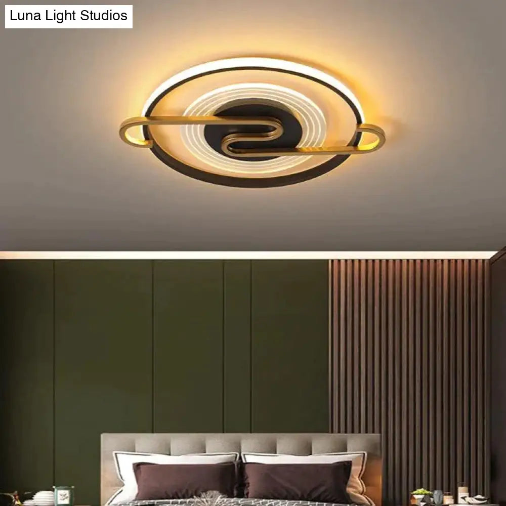 New Simple Modern Led Ceiling Lamp For Bedroom Round Black 42Cm / White Light