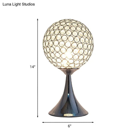 Noemi - Crystal Embedded Ball Desk Light Modernism Single Chrome Finish Night Table Lamp For Bedroom
