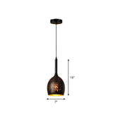 Nora - Retro Hollow-Out Metal Pendant Lighting 1-Light Black Finish Suspension Light For Restaurant