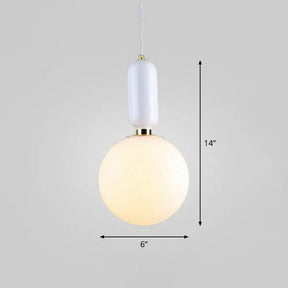 Nordic 1-Light Global Hanging Light Fixture With Opaline Glass Shade White / 6’