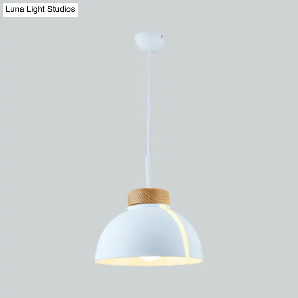Nordic 1-Light Metal Dome Ceiling Pendant - Pink/White/Black Suspension Light White