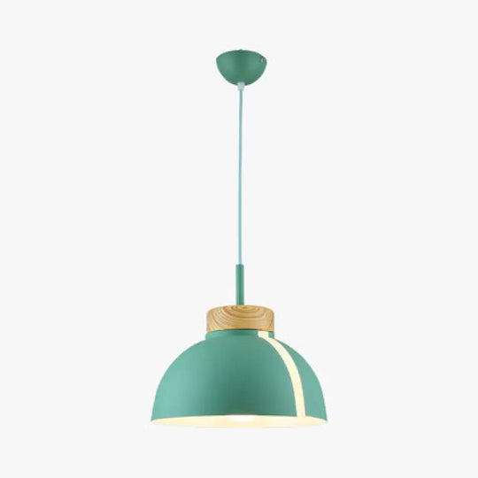 Nordic 1 Light Metal Shade Suspension Pendant - Pink/White/Black Dome Ceiling Green