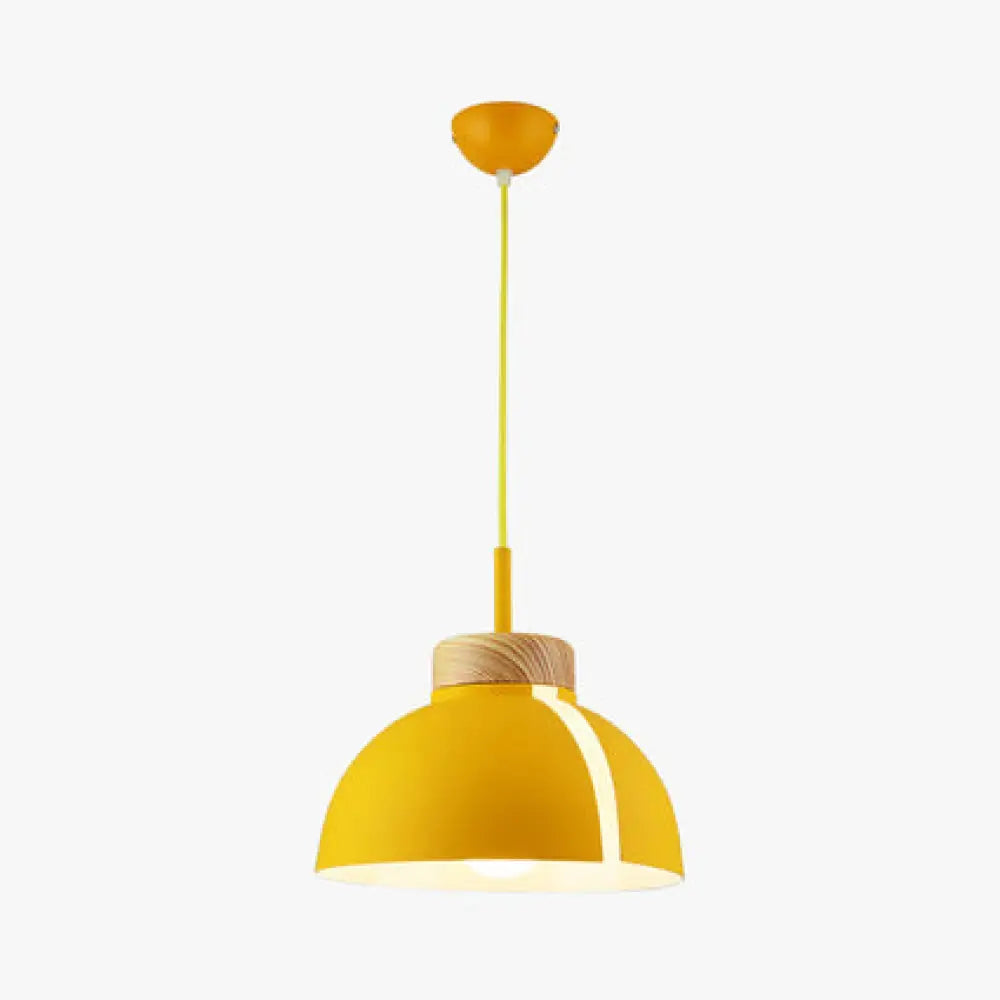 Nordic 1 Light Metal Shade Suspension Pendant - Pink/White/Black Dome Ceiling Yellow