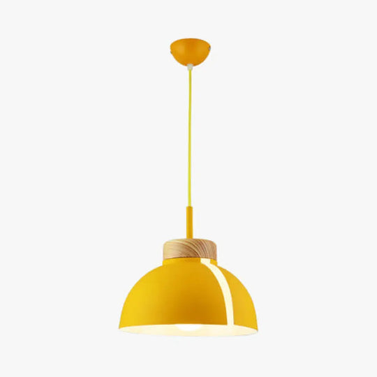 Nordic 1 Light Metal Shade Suspension Pendant - Pink/White/Black Dome Ceiling Yellow
