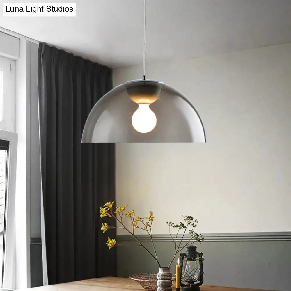 Nordic 1 Light Suspension Pendant: Red/Black/White Acrylic Shade Dome Ceiling Black