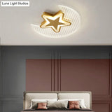 Nordic Acrylic Crescent And Star Led Flush Light Ceiling Fixture For Bedroom