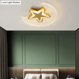 Nordic Acrylic Crescent And Star Led Flush Light Ceiling Fixture For Bedroom