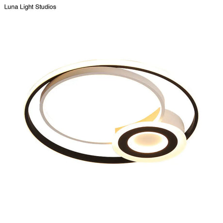 Nordic Acrylic Flush Mount Led Ceiling Fixture - Multi Rings Black/White 16’/19.5’/23.5’ Dia