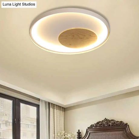 Nordic Acrylic Led Ceiling Flush Light In Black/White Wood - 12/16/19.5 Inch Wide
