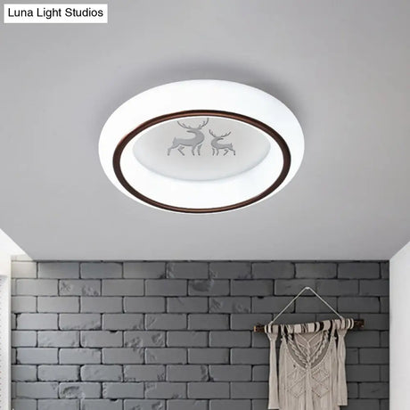Nordic Acrylic Led Ceiling Light With Elk/Star/Hot Air Balloon Pattern - Flush Mount