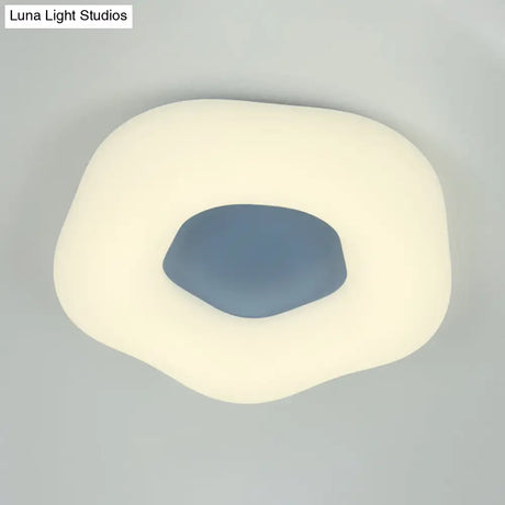 Nordic Acrylic Led Doughnut Flushmount Light For Kids’ Bedroom In White/Blue/Pink