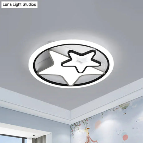 Nordic Acrylic Led Dual Star Flush Lighting For Bedroom Ceiling - White/Black