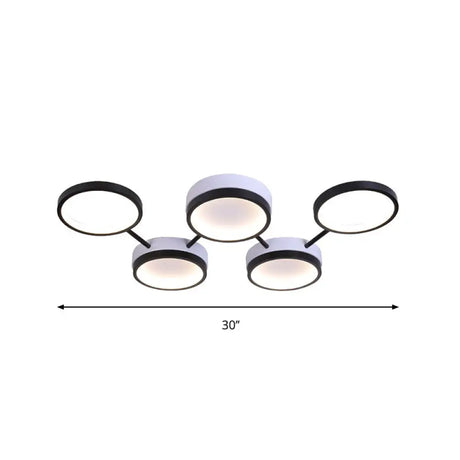 Nordic Acrylic Led Flush Light: Black Molecular Design 4/5 Light Options Warm/White Ideal For Living