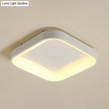 Nordic Acrylic Led Flush Mount Ceiling Fixture For Bedroom - Grey/White Squared Ring 16’/19.5’ W