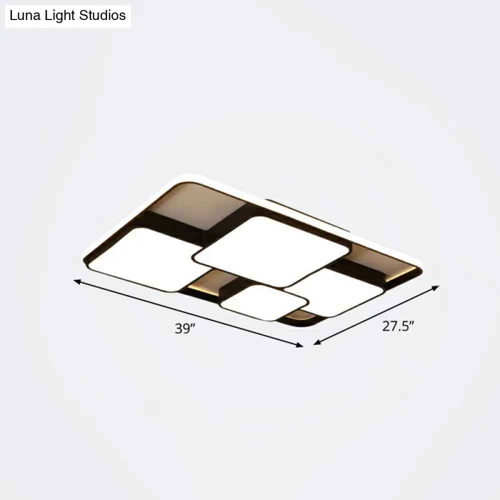 Nordic Acrylic Led Flush-Mount Ceiling Light For Bedrooms - Overlapping Style Black / 39 Warm