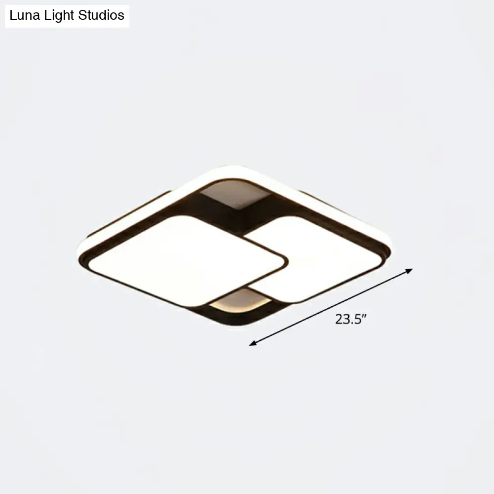 Nordic Acrylic Led Flush-Mount Ceiling Light For Bedrooms - Overlapping Style Black / 23.5 Warm