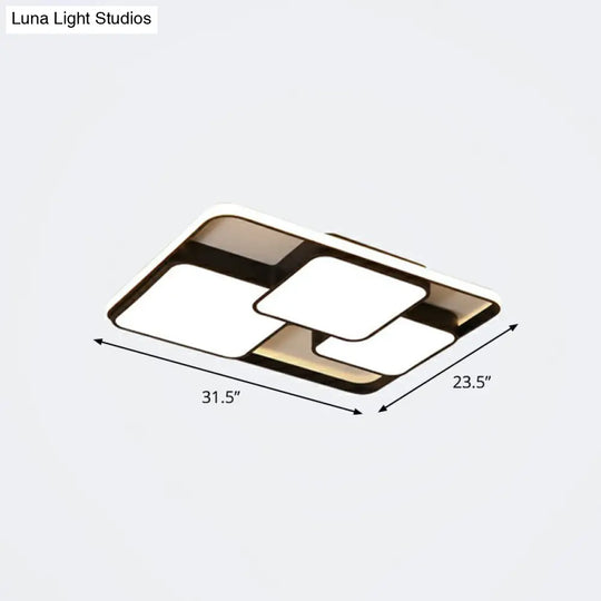 Nordic Acrylic Led Flush-Mount Ceiling Light For Bedrooms - Overlapping Style Black / 31.5 Remote