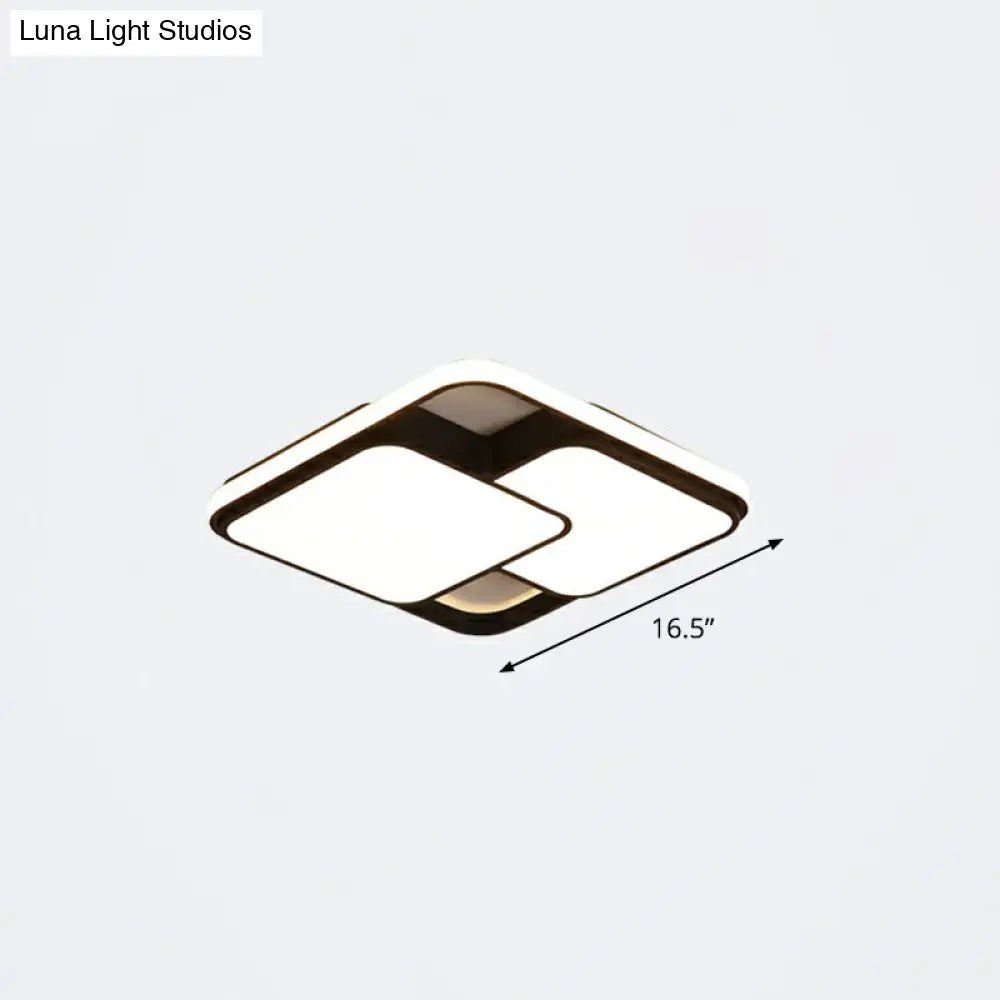 Nordic Acrylic Led Flush - Mount Ceiling Light For Bedrooms - Overlapping Style Black / 16.5’