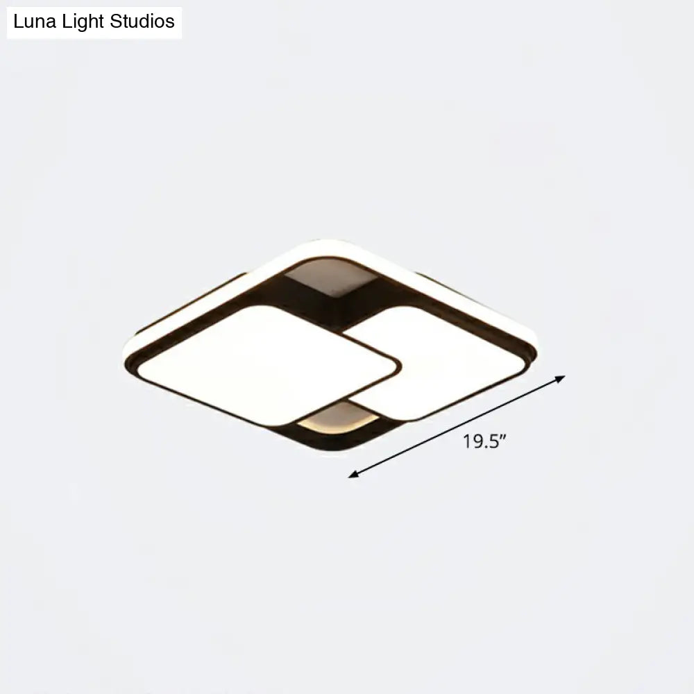 Nordic Acrylic Led Flush - Mount Ceiling Light For Bedrooms - Overlapping Style Black / 19.5’ Warm