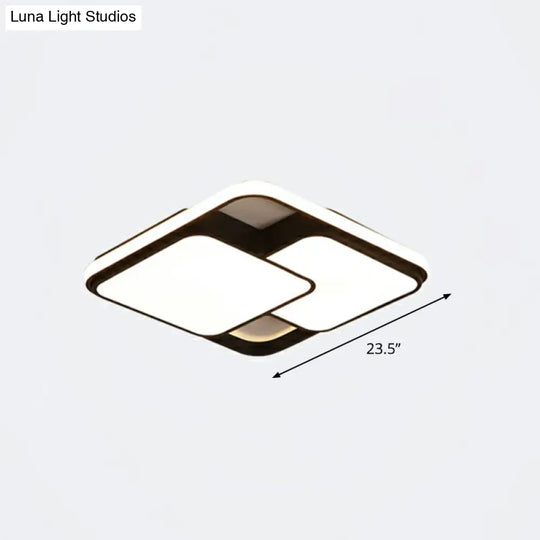 Nordic Acrylic Led Flush - Mount Ceiling Light For Bedrooms - Overlapping Style Black / 23.5’ Warm