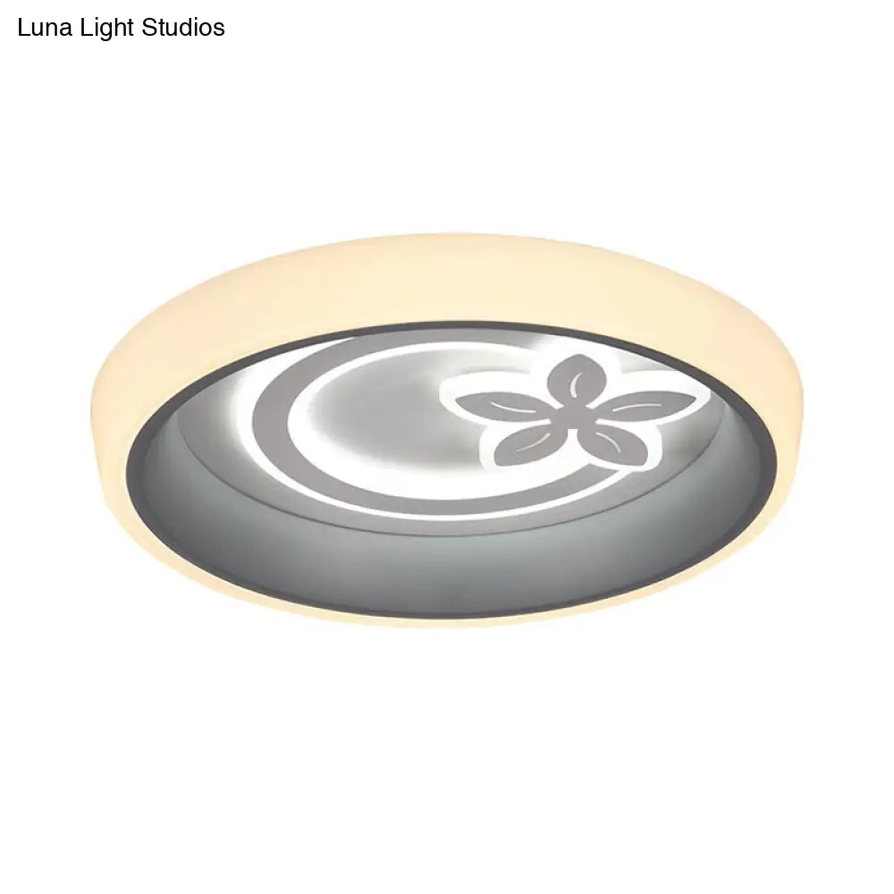 Nordic Acrylic Led Flush Mount Ceiling Light - Round Flower Design In White Ideal For Dining Room