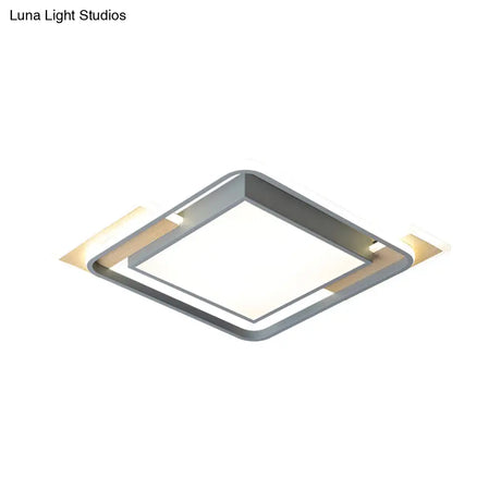 Nordic Aluminum Led Ceiling Flush Mount Light In Warm/White - Grey Square Box Design With Frame
