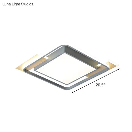 Nordic Aluminum Led Ceiling Flush Mount Light In Warm/White - Grey Square Box Design With Frame
