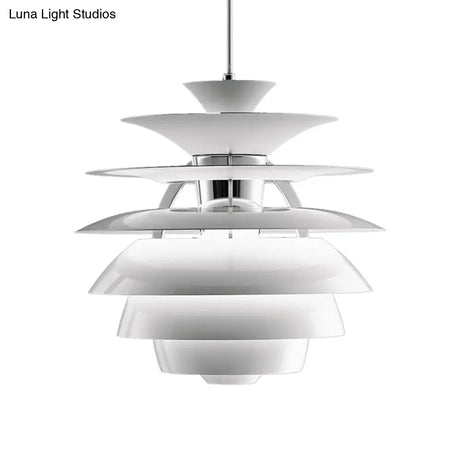 Nordic Aluminum Pinecone Pendant Lamp: Tiered Ceiling Hanging Light In White